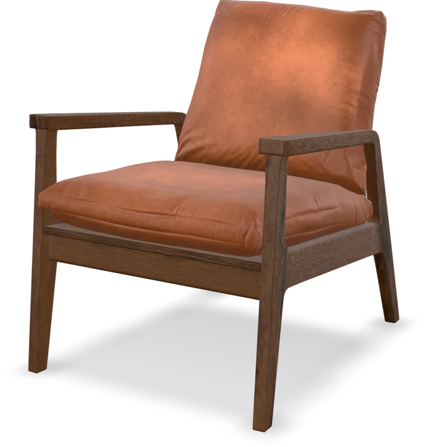 A leather lounge chair, rendered in 3D by Morph